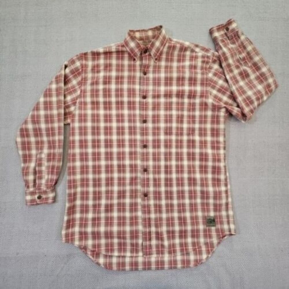 Tommy Hilfiger Button-Down Shirt Men's Size Small Red Checkered Long Sleeve VTG‎